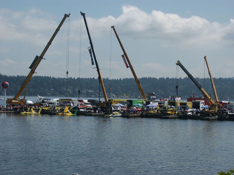 Hydroplane race pit area